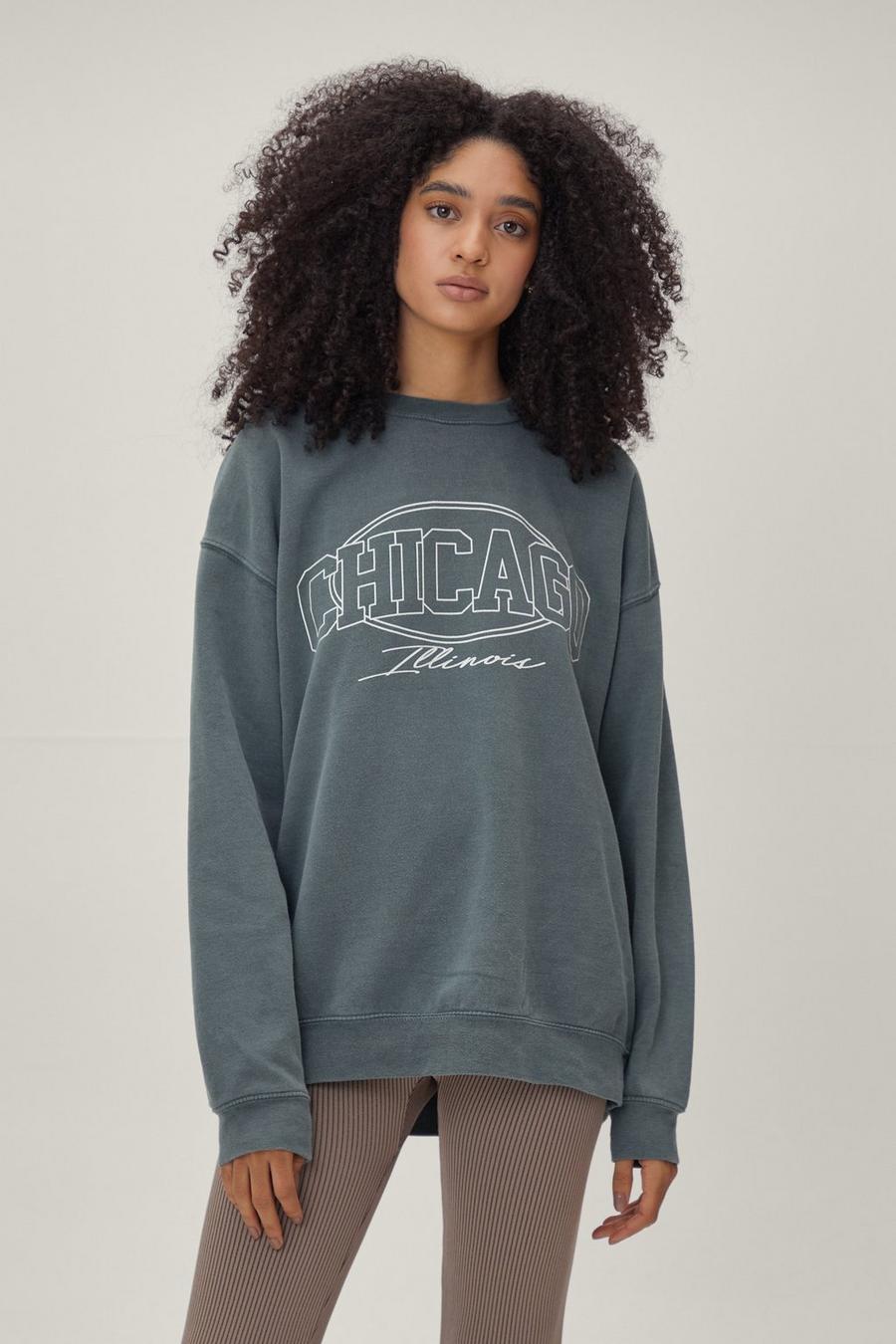 Chicago Washed Oversized Graphic Sweatshirt