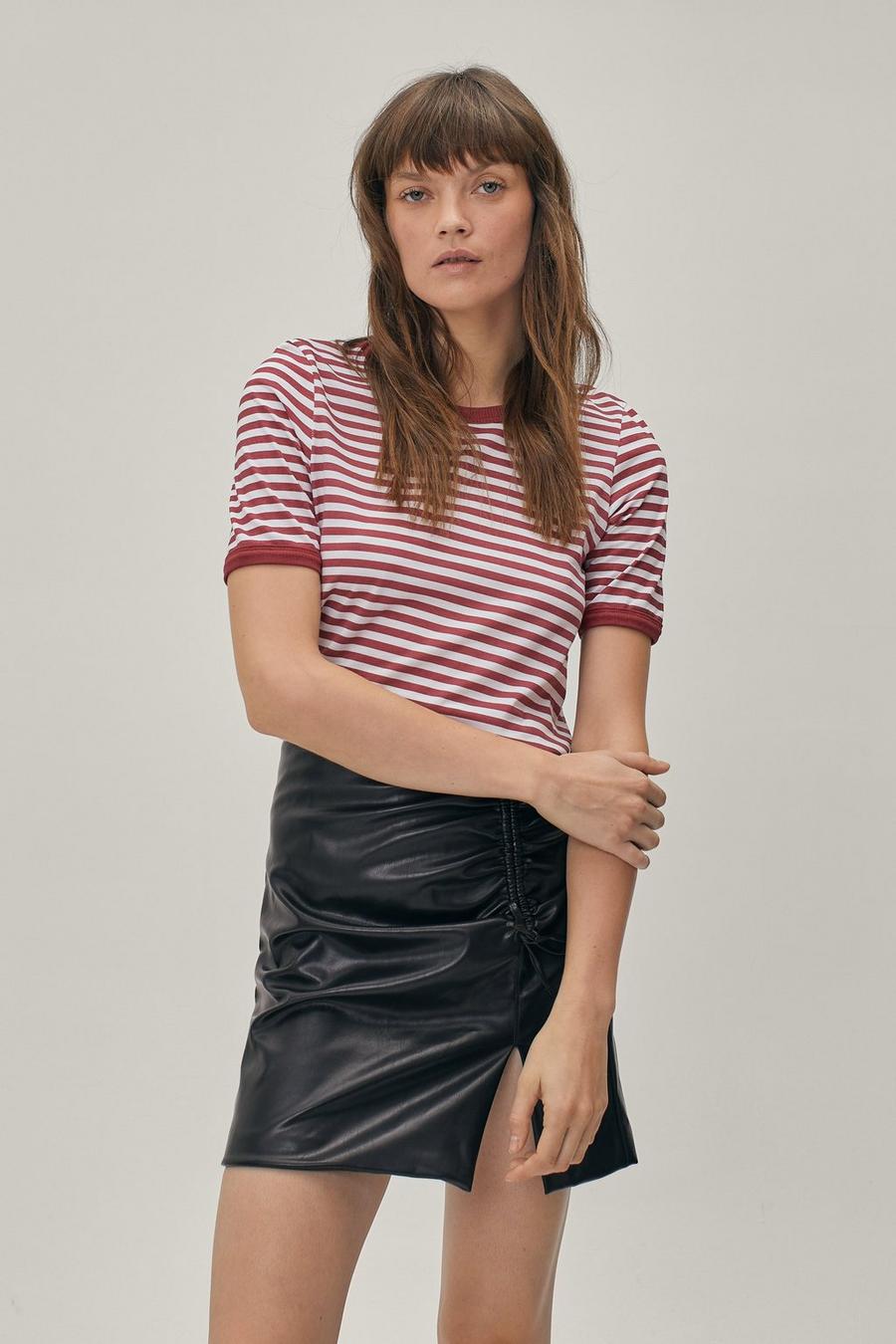 Contrast Piping Striped T-shirt