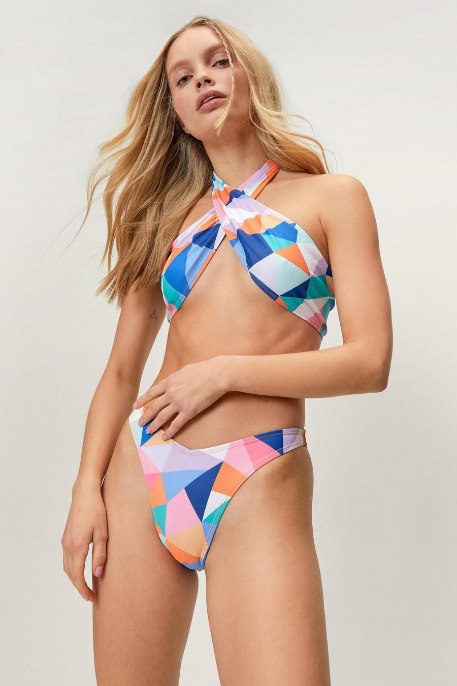 Recycled Geometric Wrap Bikini Set