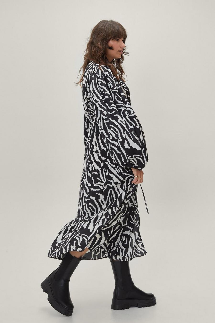 Plus Size Zebra Print Wrap Midi Dress