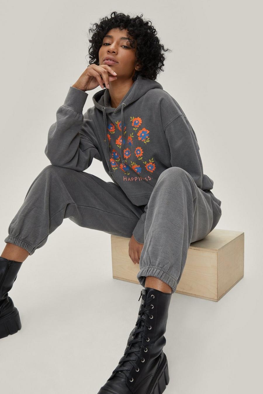 Floral Happiness Graphic Relaxed Hoodie