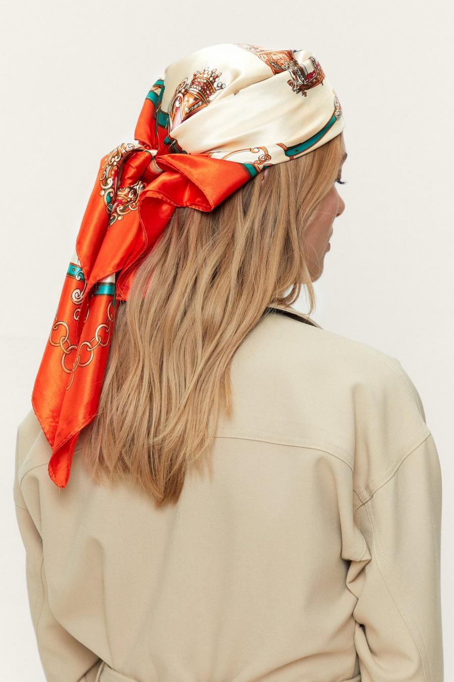 Chain Border Print Satin Headscarf