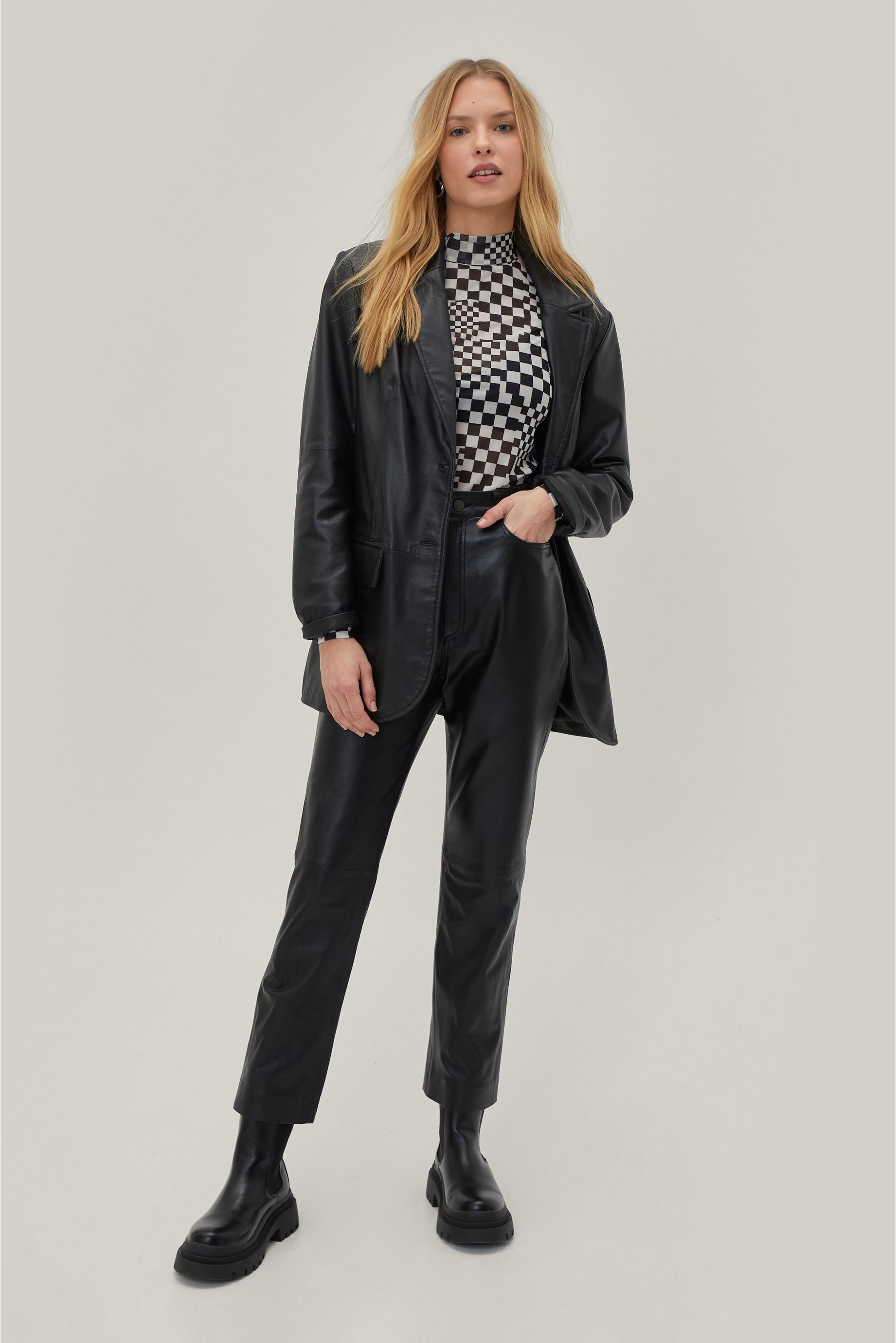 Abstract Check Mesh Funnel Neck Top