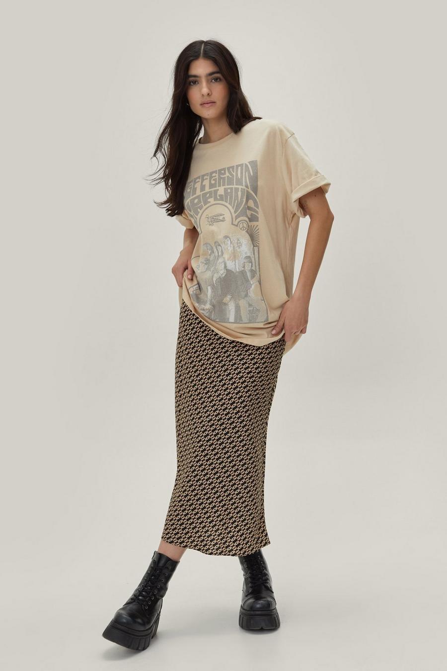 Satin Chain Printed Midi Skirt