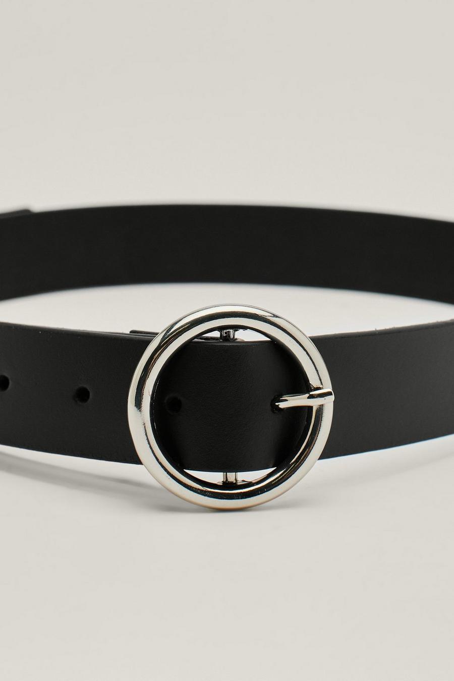 Leather Belt With Circle Buckle