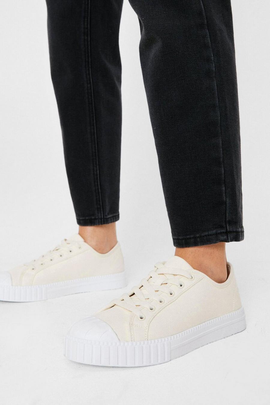 Canvas Ribbed Sole Lace Up Sneakers