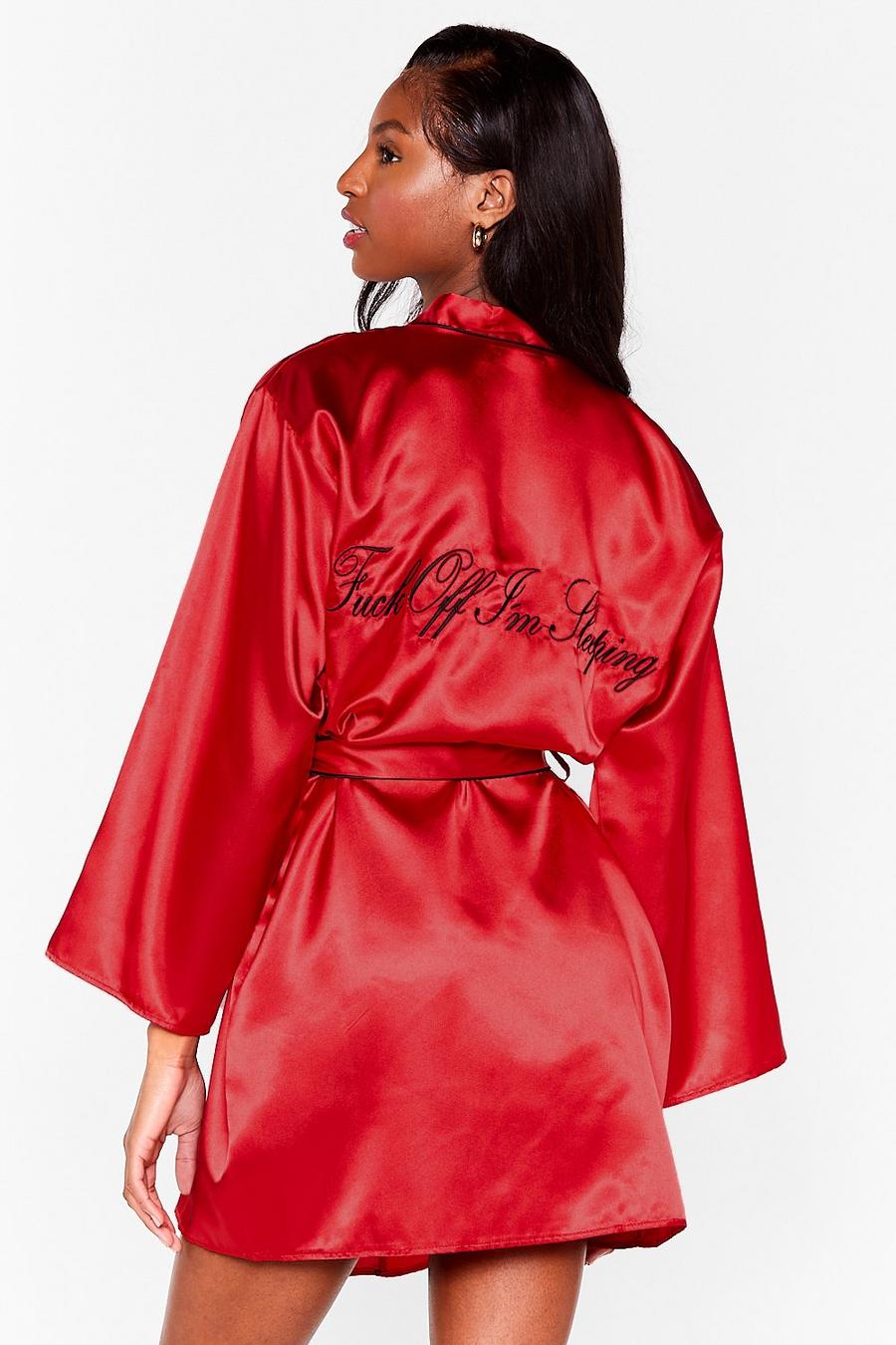 Fuck Off I'm Sleeping Satin Belted Dressing Gown