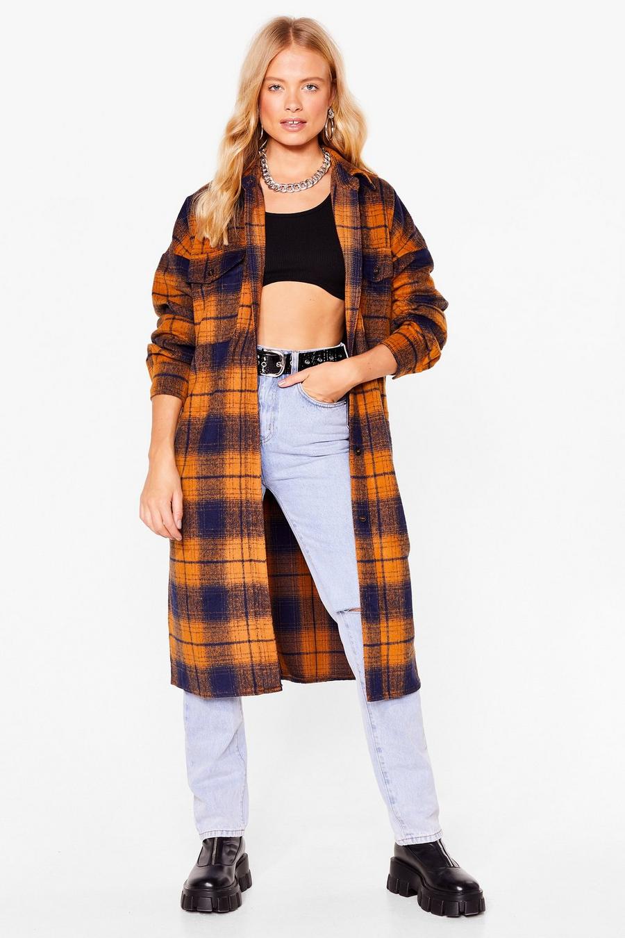 Longline Check Duster Jacket