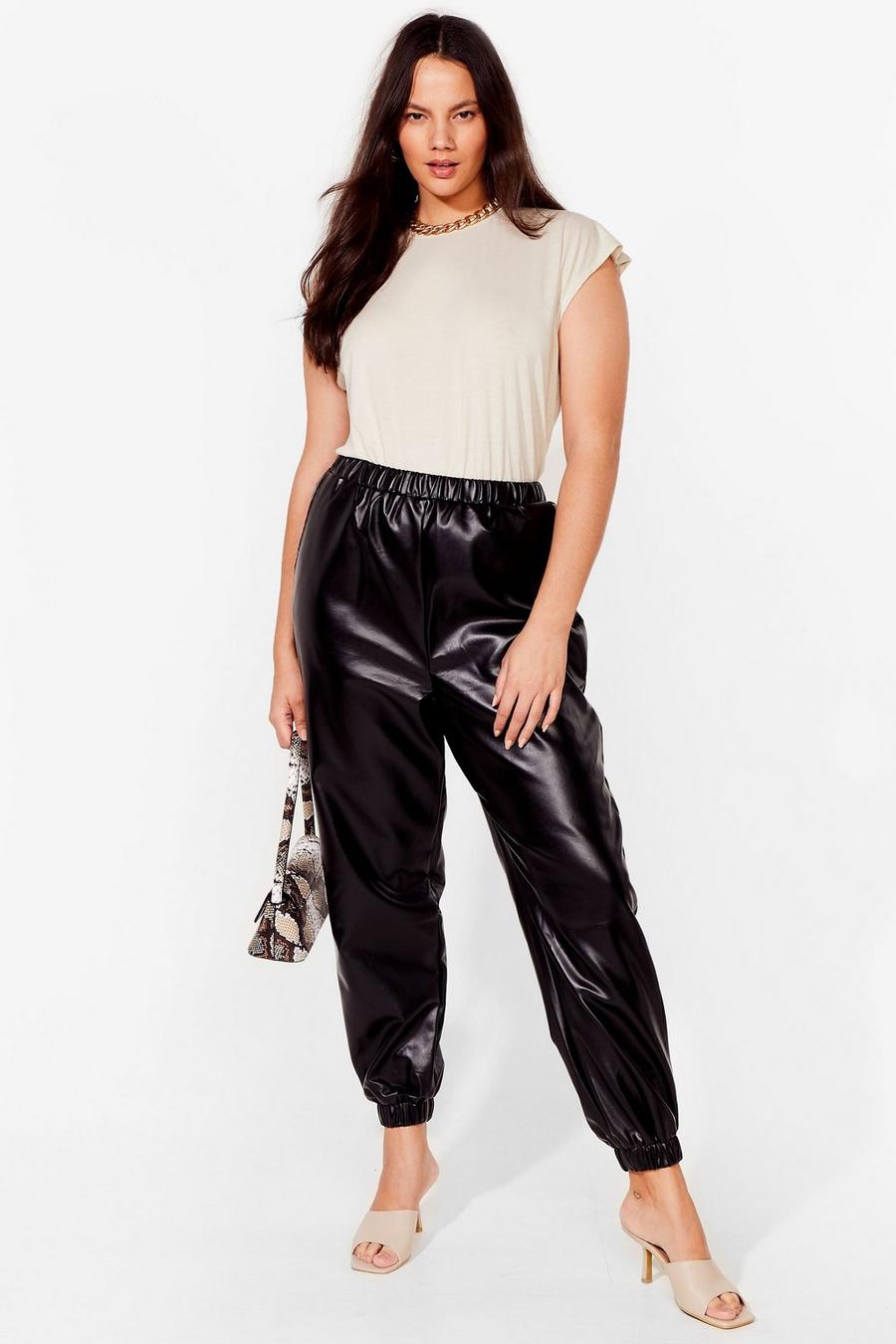 All I Faux Leather Wanted Plus Jogger Trousers