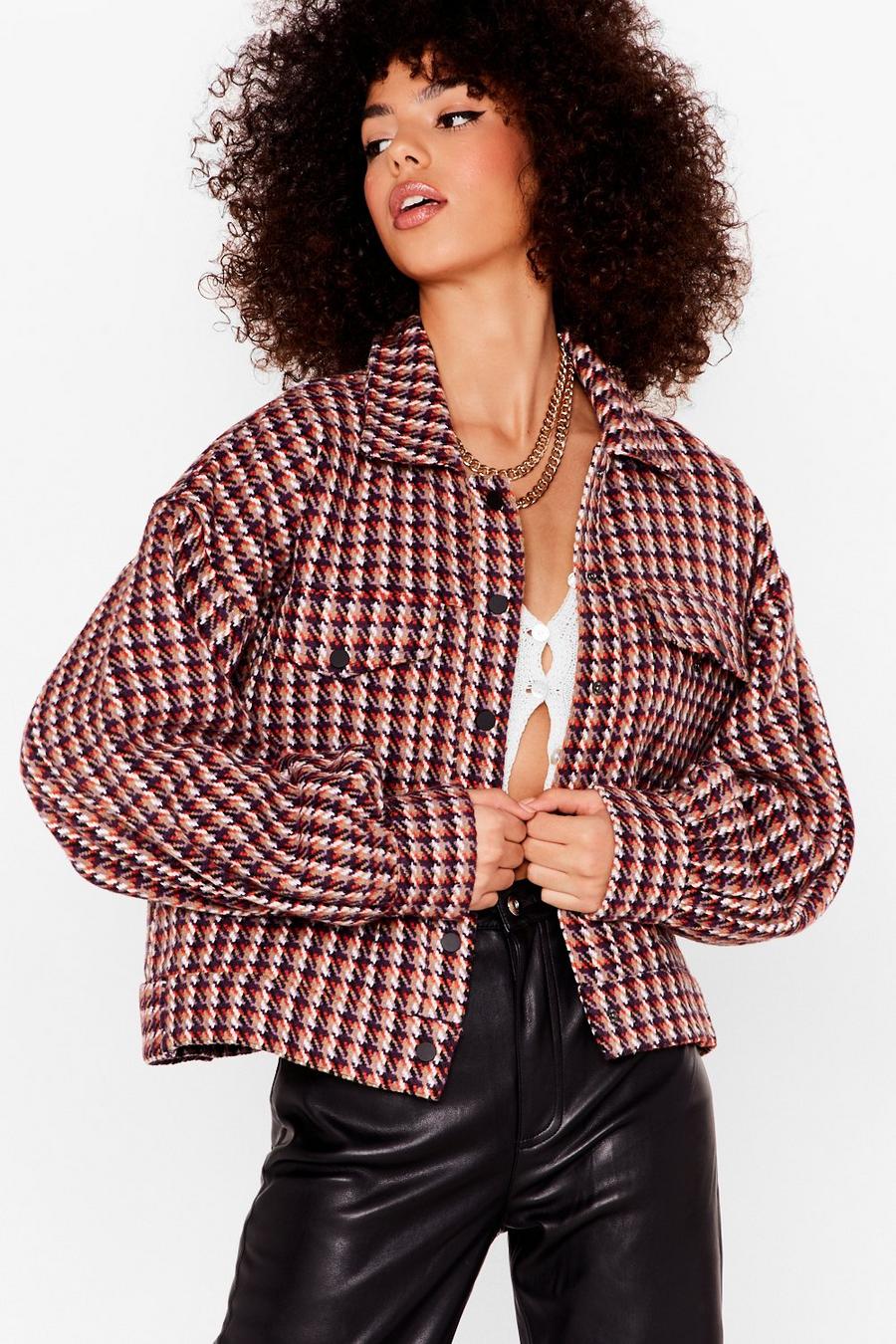 CHECKED WOOL LOOK JACKET