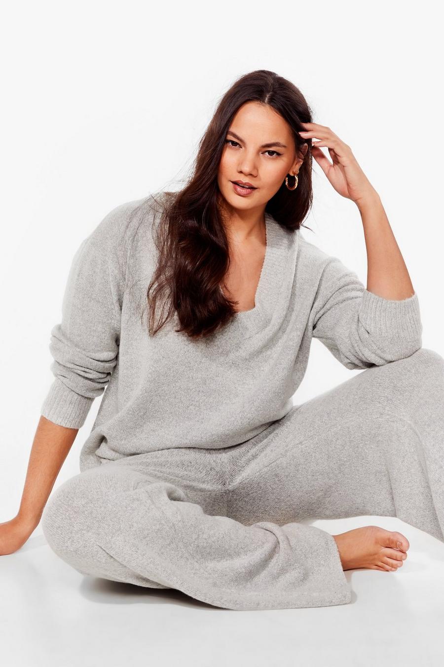 Knit Pause Plus V-Neck Sweater and Pants Lounge Set