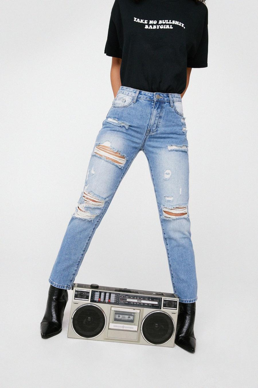 Distressed Ripped Faded Boyfriend Jeans