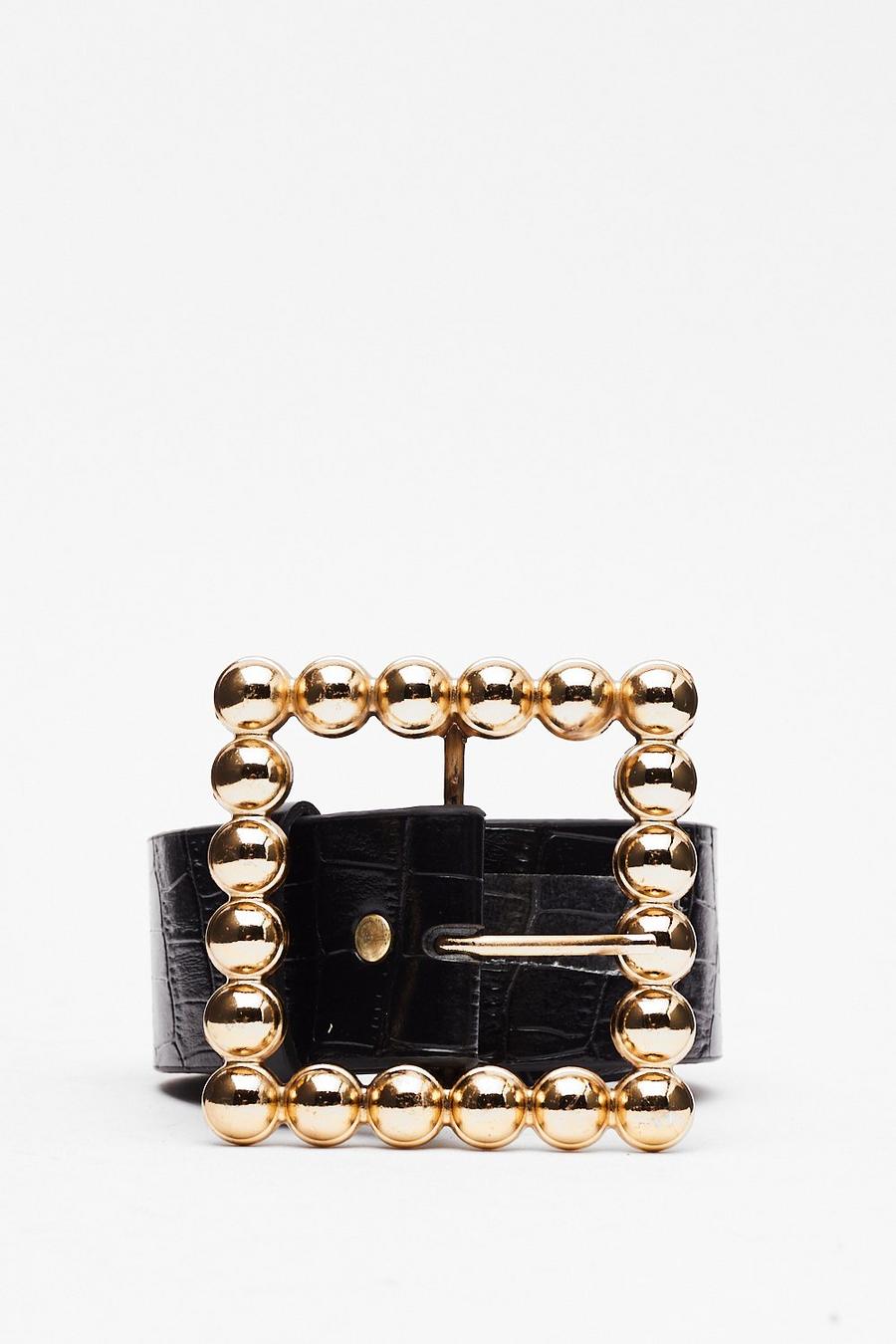 Faux Leather Oversized Square Belt