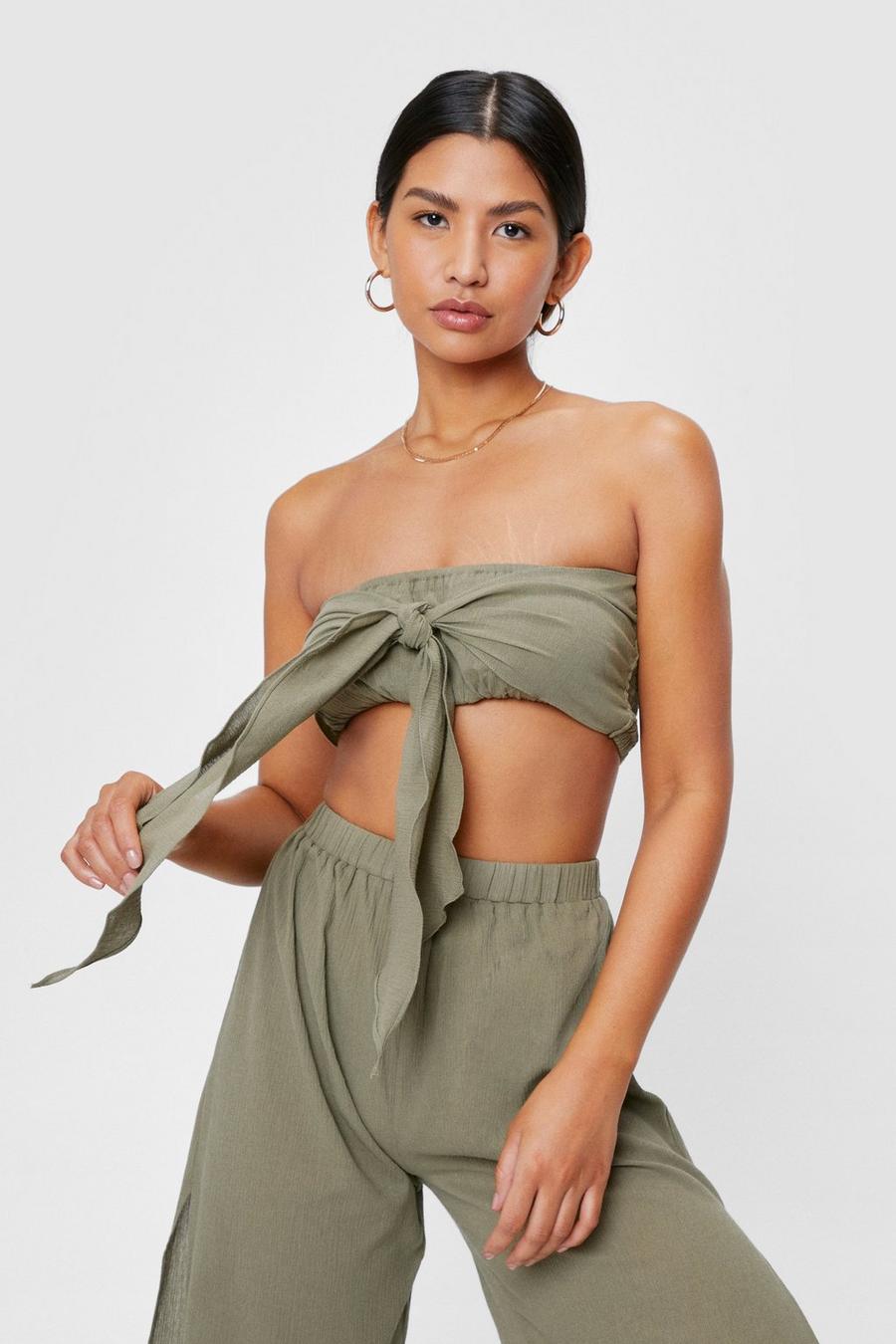 Crinkle Tie Bandeau Cover Up Top