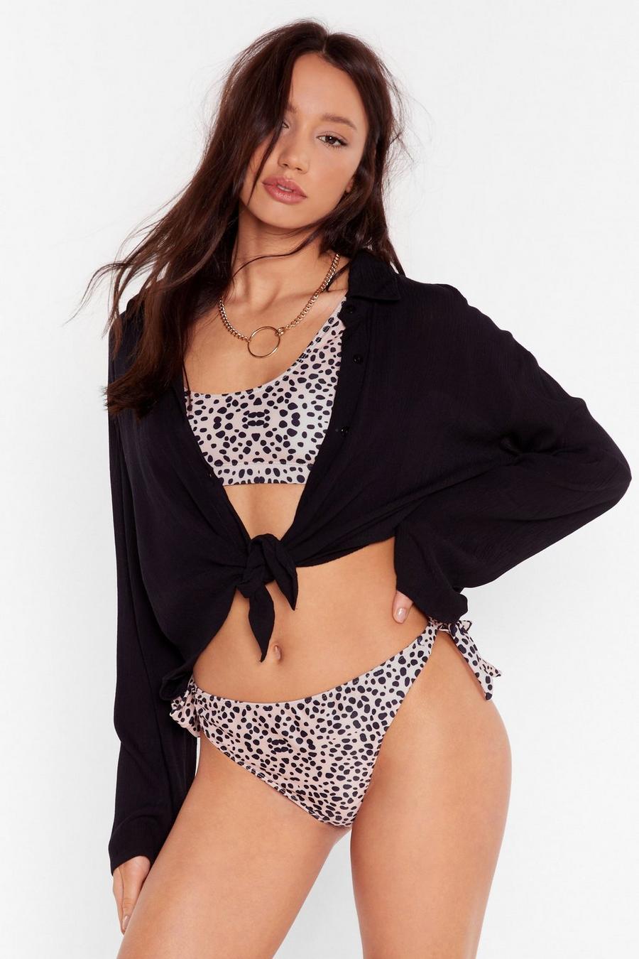 Crinkle Cropped Tie Cover Up Shirt