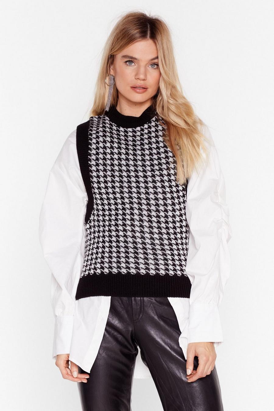 Houndstooth Knitted Vest Top