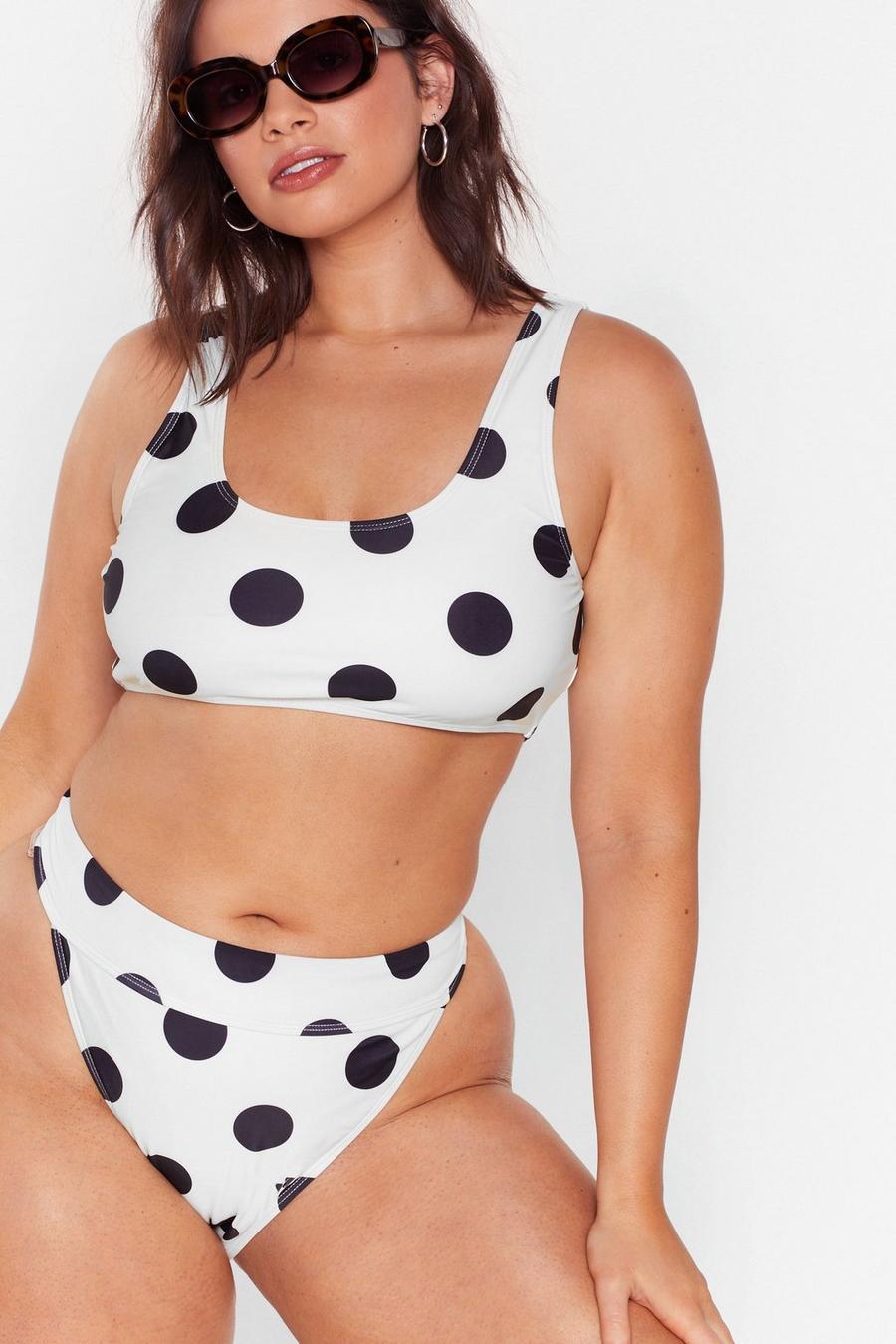 Plus Size Polka Dot Crop Bikini