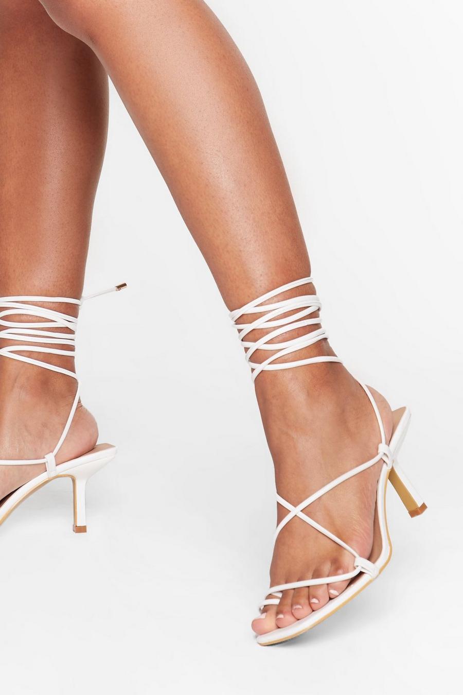 Strappy Lace Up Kitten Heels