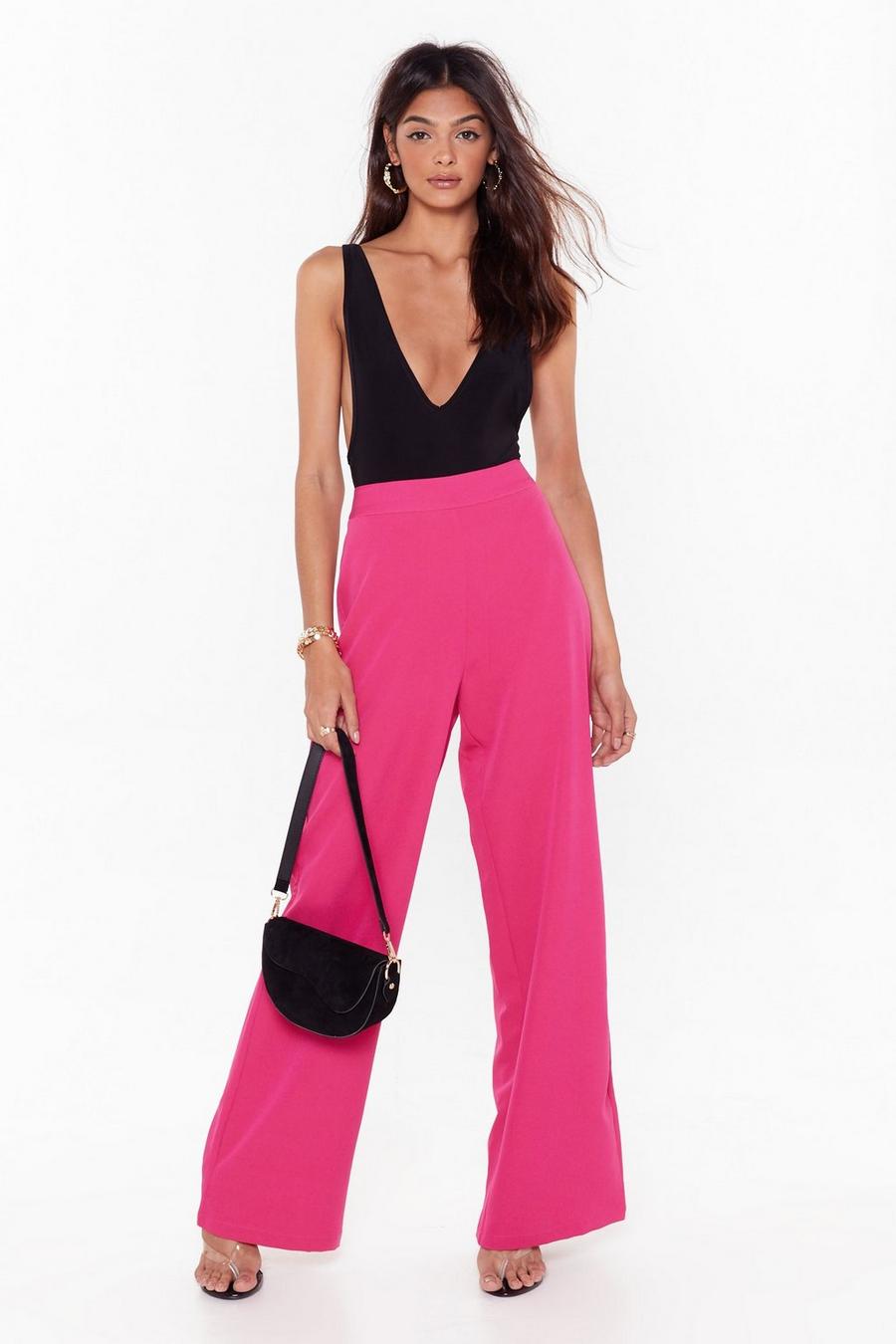 High Waisted Wide Leg Tailored Pants