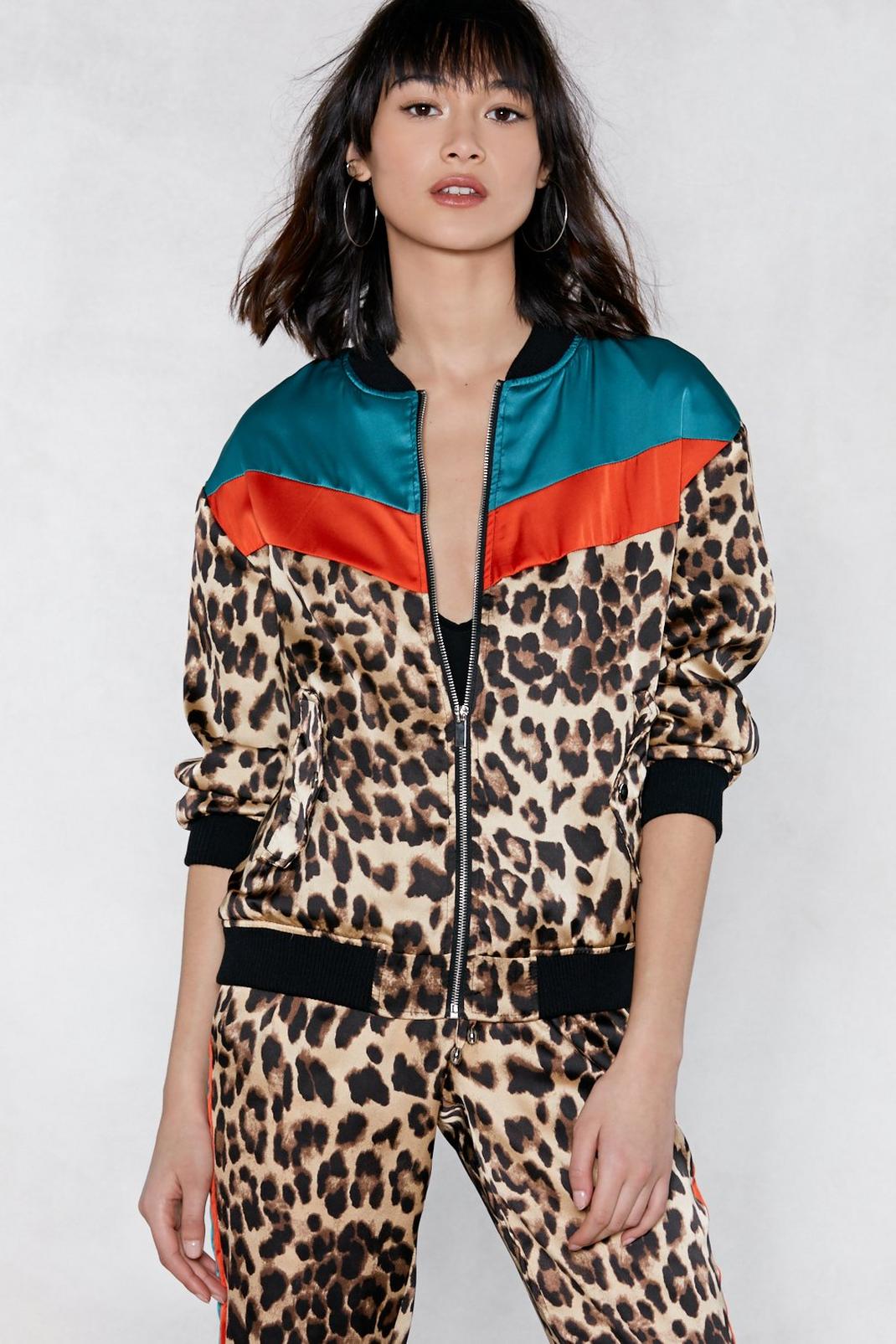 Can't Fight This Feline Leopard Bomber Jacket image number 1