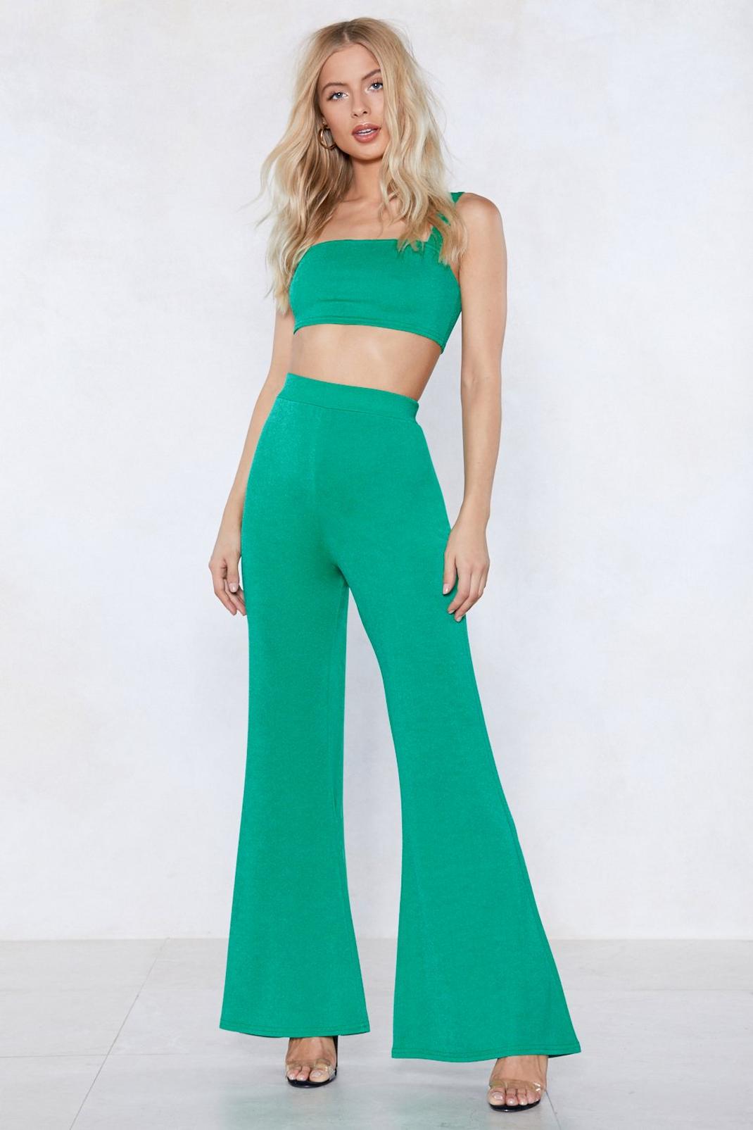 In Good Company Crop Top and Flare Pants Set image number 1