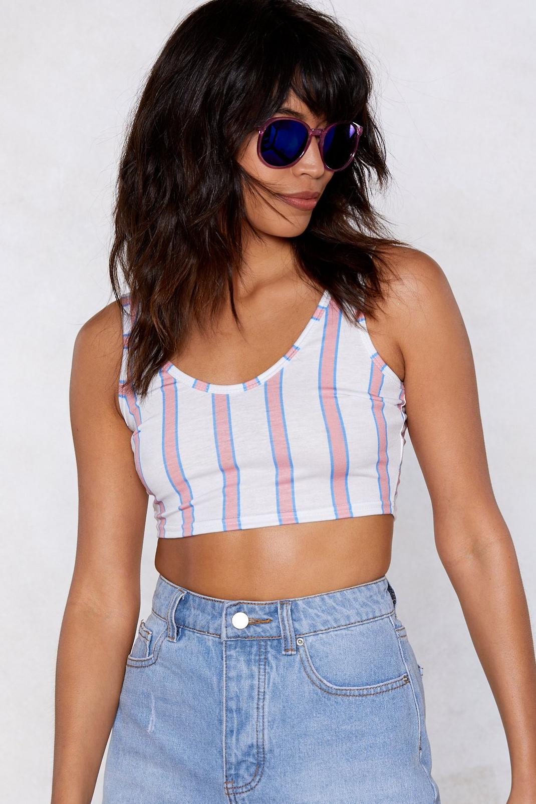 Give It to 'Em Straight Striped Crop Top image number 1