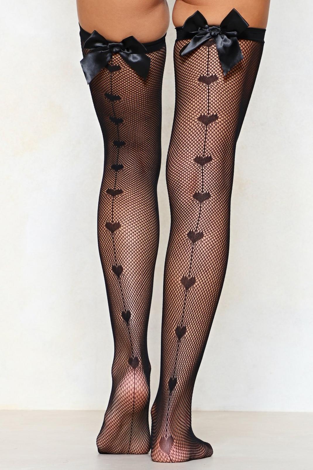Wear Your Heart on Your Seam Fishnet Stockings image number 1