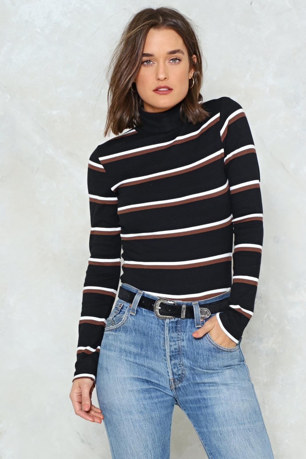 Stripe Side of Wrong Turtleneck Sweater image number 1
