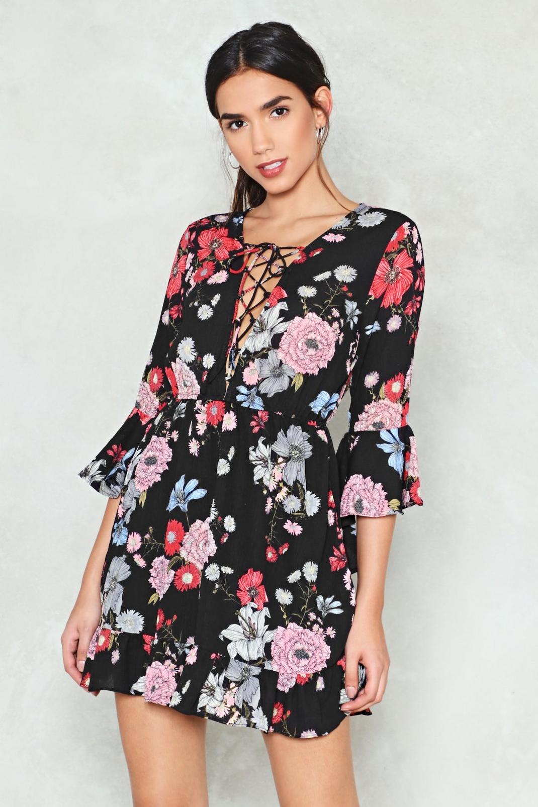Four to the Floral Lace-Up Dress image number 1