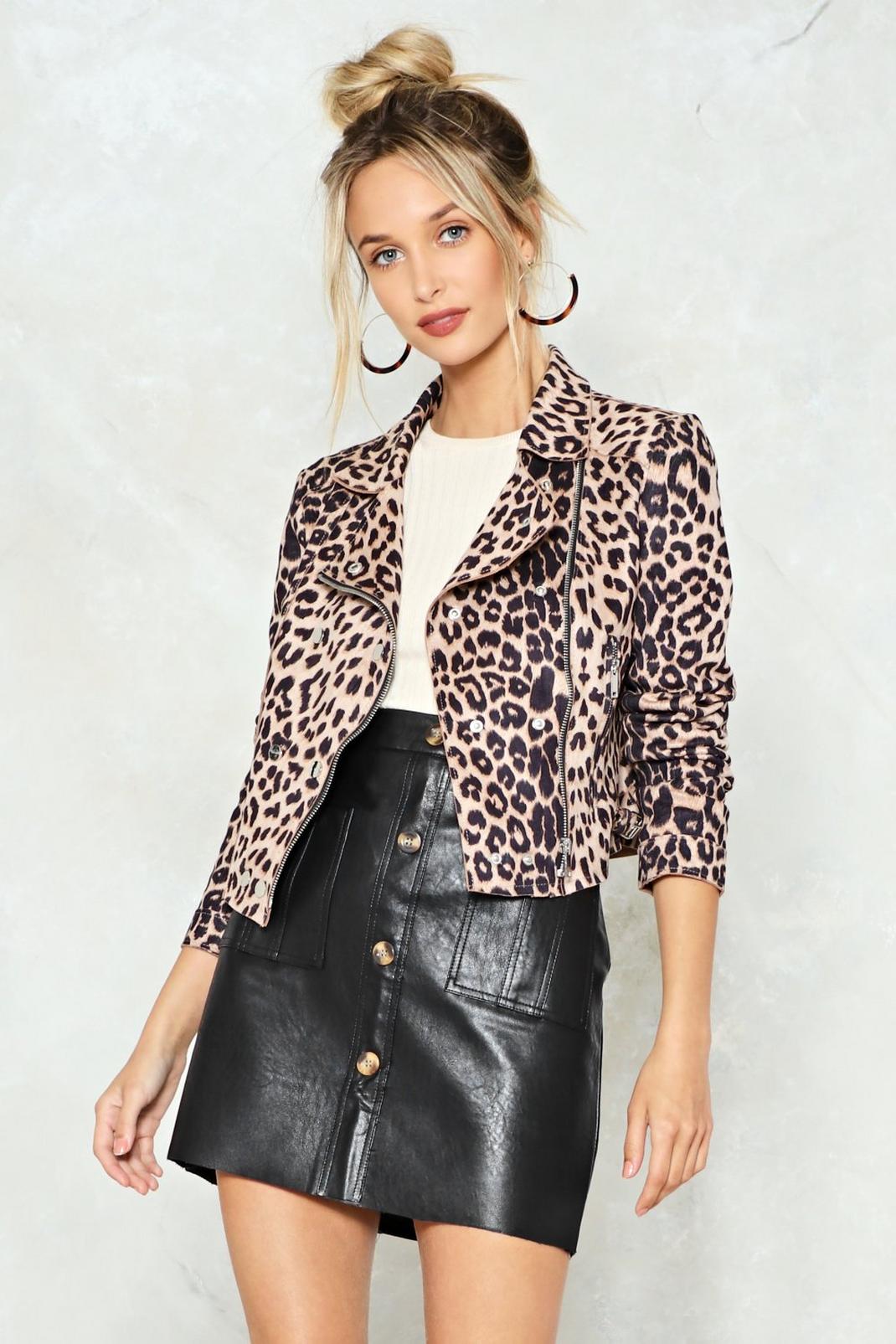 Stay Paw-sitive Leopard Moto Jacket image number 1