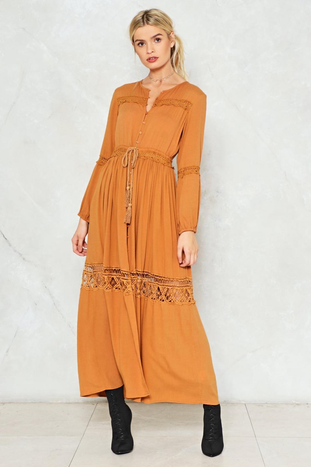 Camel Wuthering Heights Maxi Dress image number 1