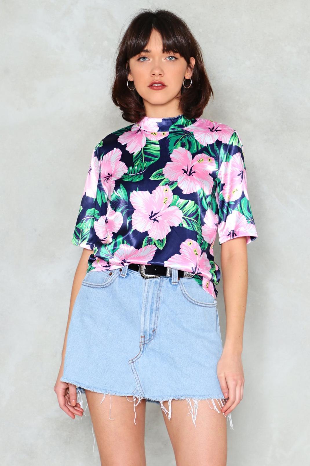 Mind Your Own Hibiscus High Neck Blouse image number 1