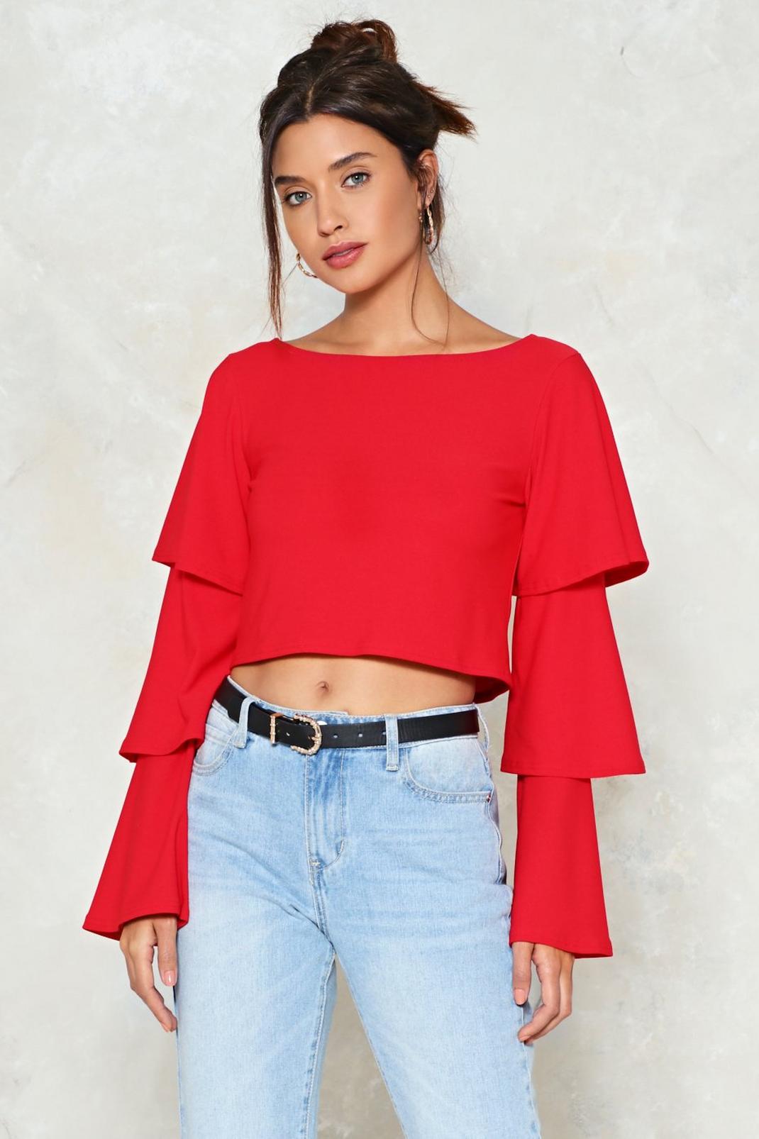 Tier Me Out Ruffle Crop Top image number 1