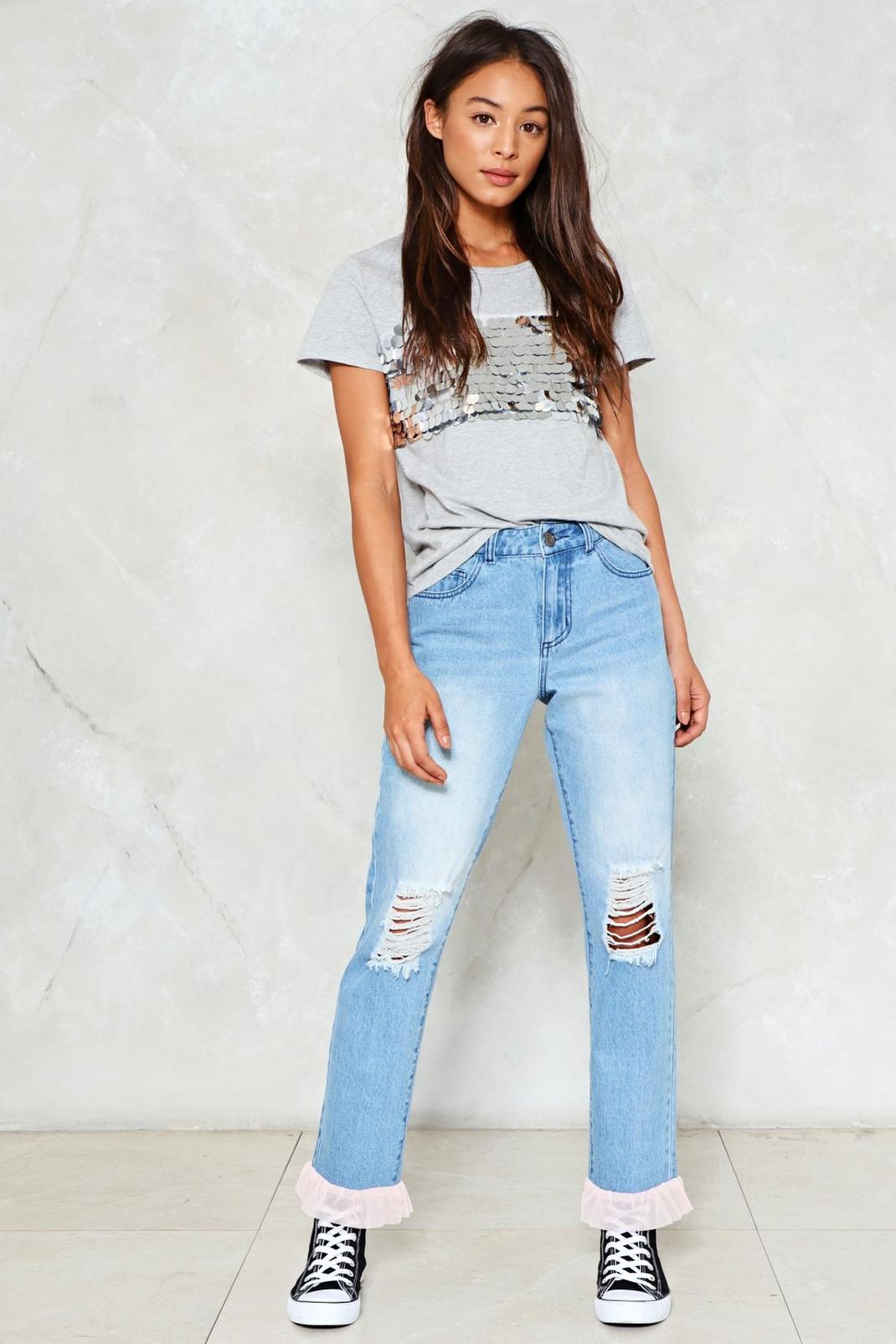 Filled to the Trim Distressed Jeans image number 1