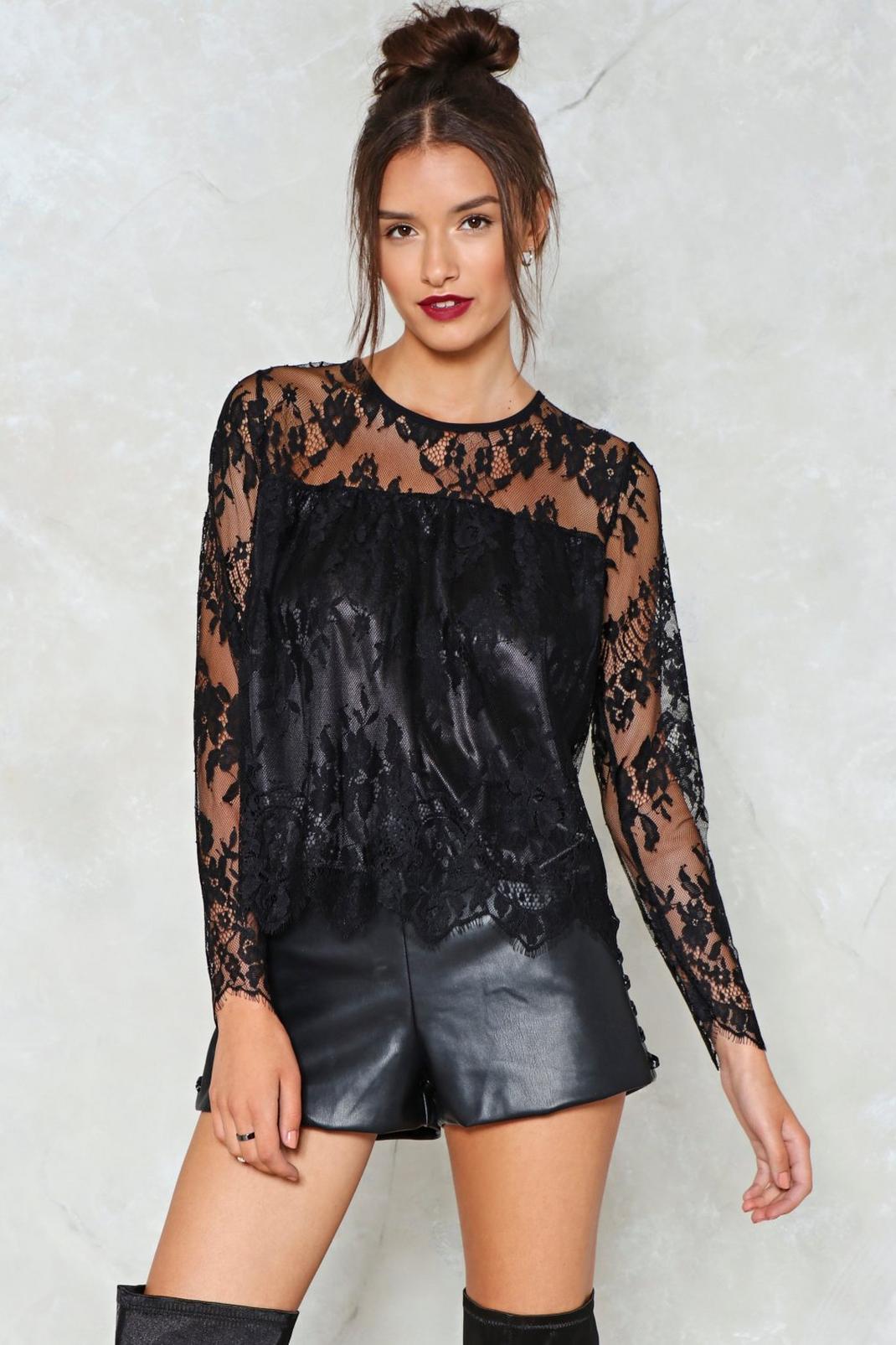 Lace the Facts Scalloped Top image number 1
