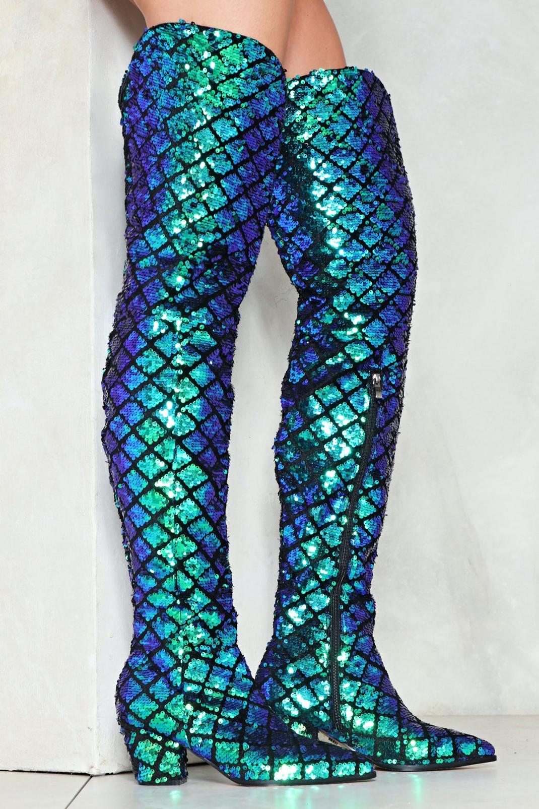 Multi Dive In Sequin Knee-High Boot image number 1