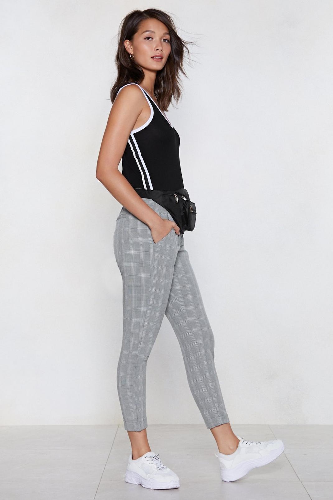 Checked Print and High Waisted Pants image number 1