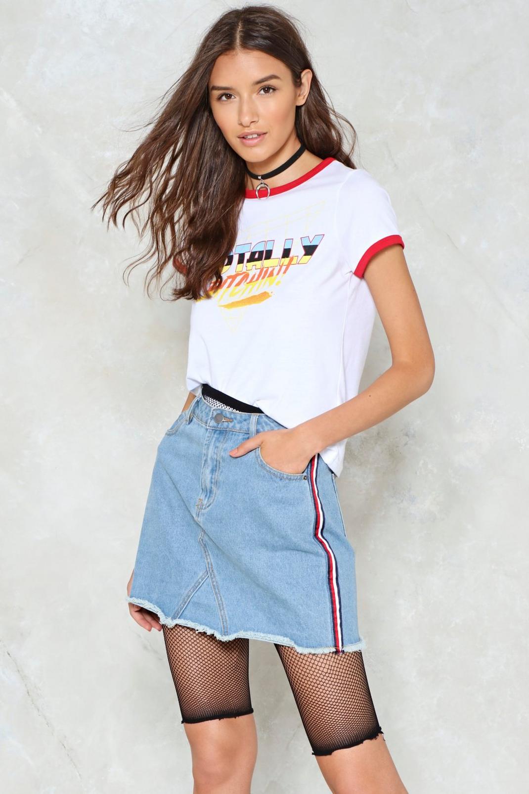 All Day And All of the Night Striped Denim Skirt image number 1
