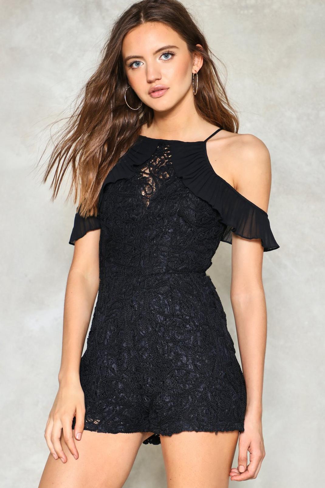 Dreaming From the Waist Crochet Lace Romper image number 1