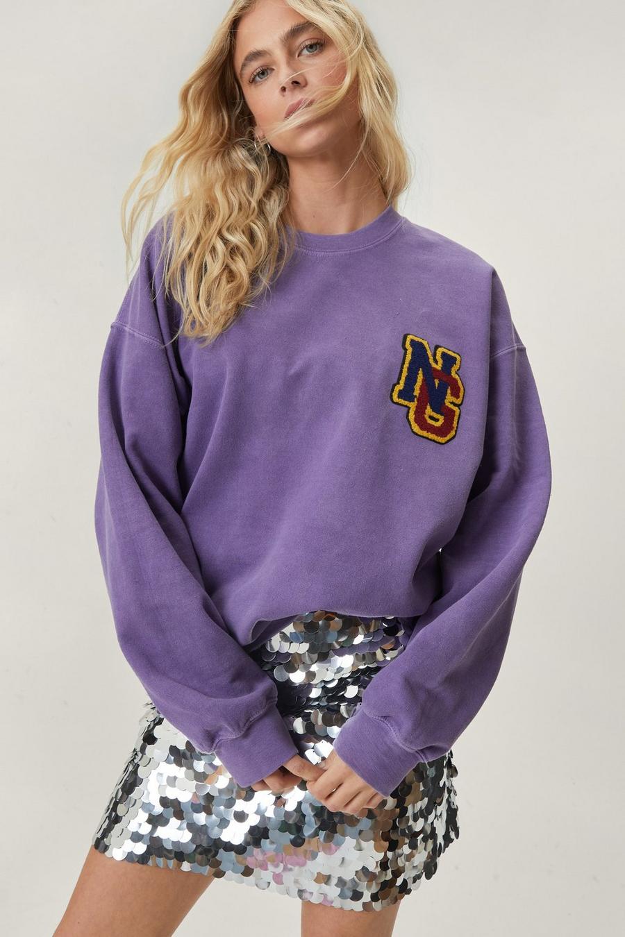 NG Applique Varsity Oversized Sweatshirt