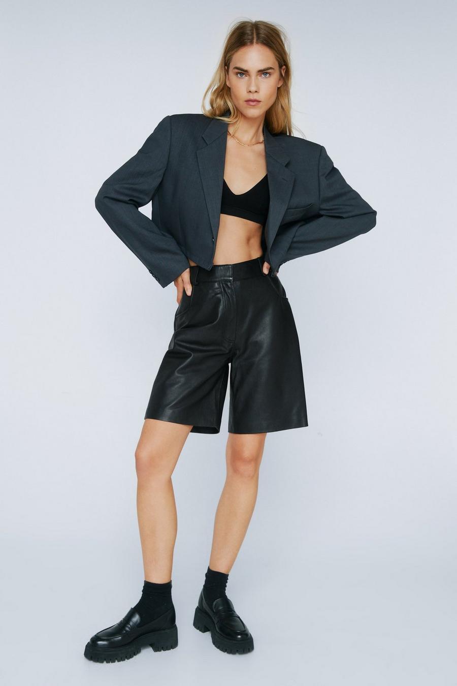 Real Leather Longline Shorts