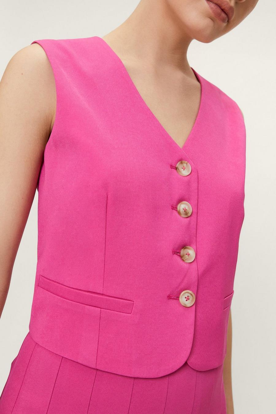 Tailored Co-ord Cropped Single Breasted Waistcoat