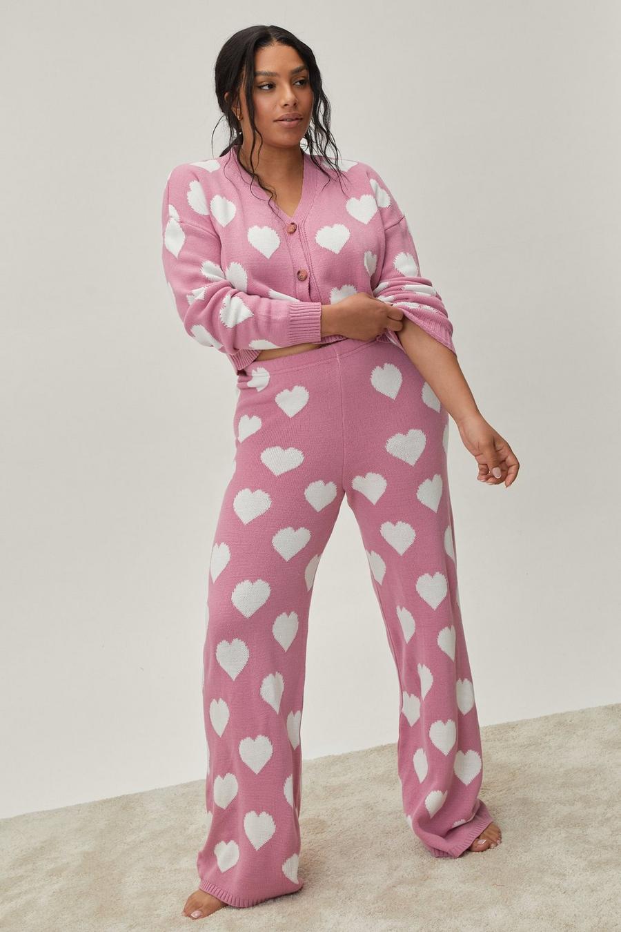 Plus Heart Cardigan and Trousers Lounge Set