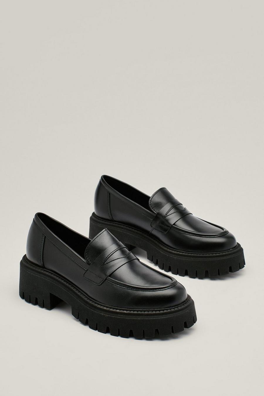Real Leather Chunky Penny Loafers
