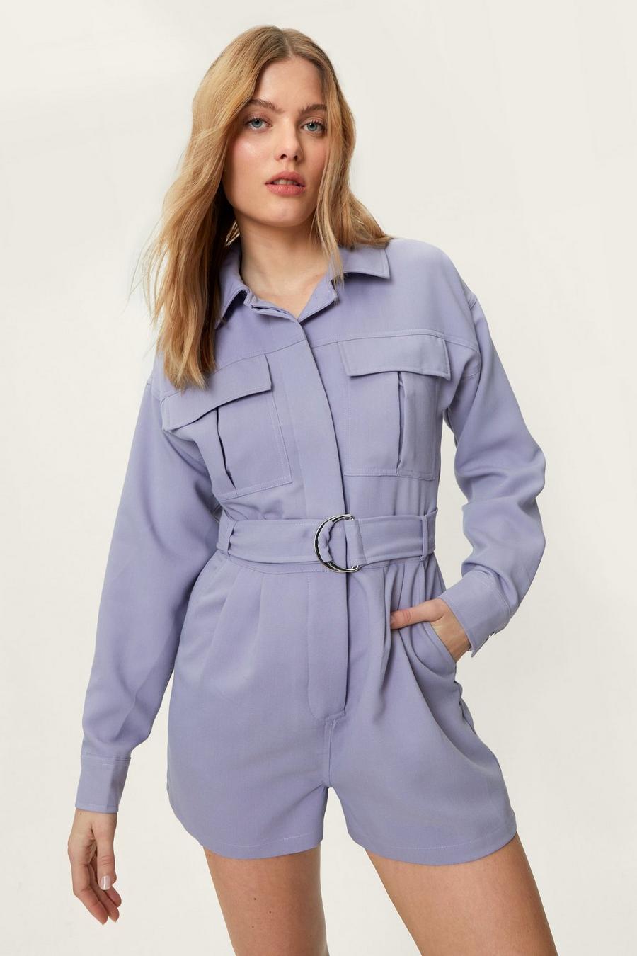 Utility Tailored Belted Long Sleeved Romper