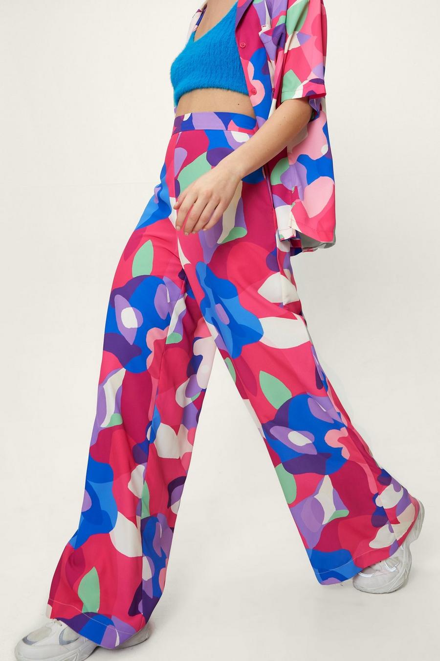 Oversized Bold Floral Printed Wide Leg Trousers