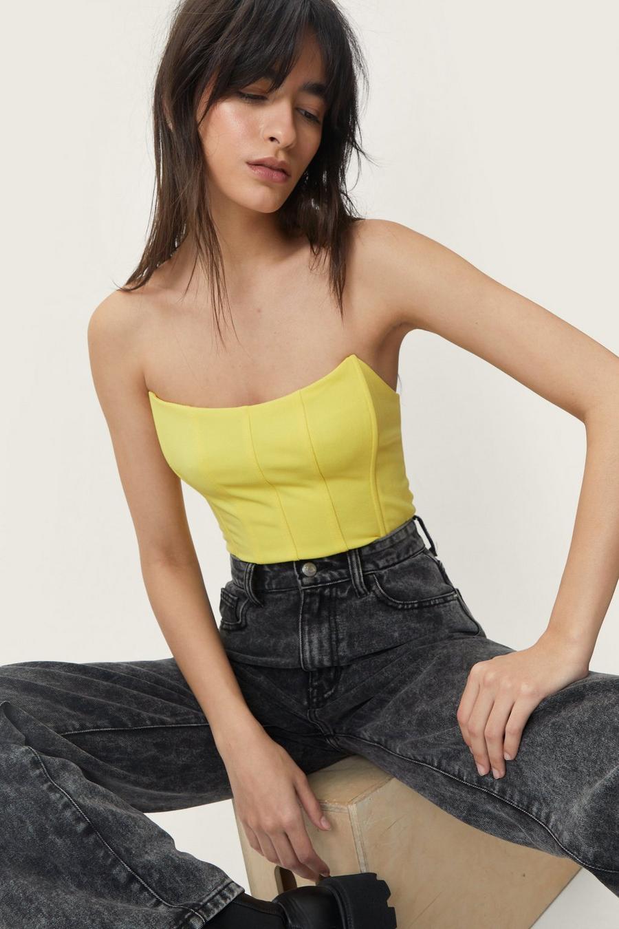 Cropped Structured Zip Back Corset Top