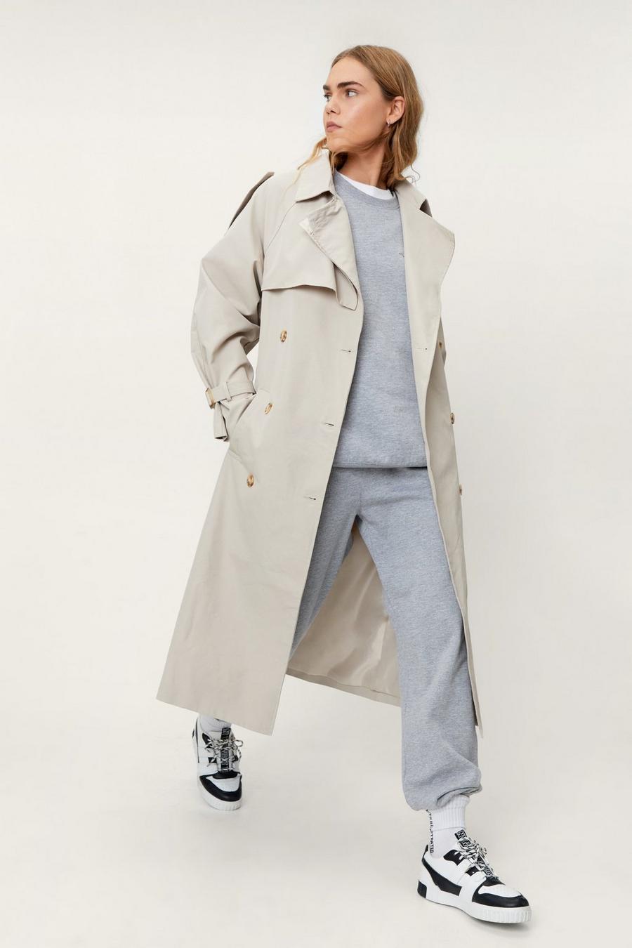 Longline Colourblock Double Breasted Trench Coat
