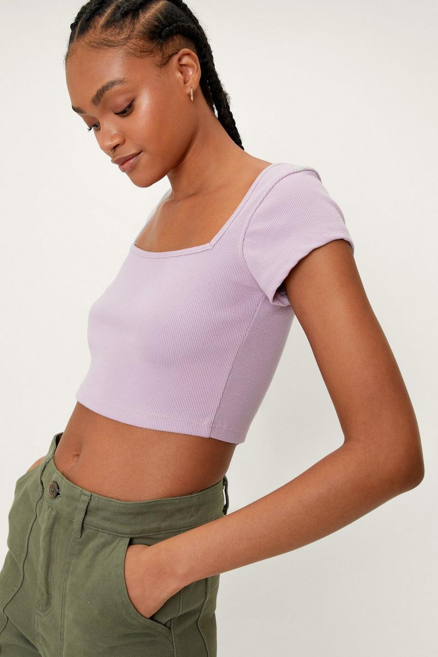 Ribbed Square Neck Cropped Top