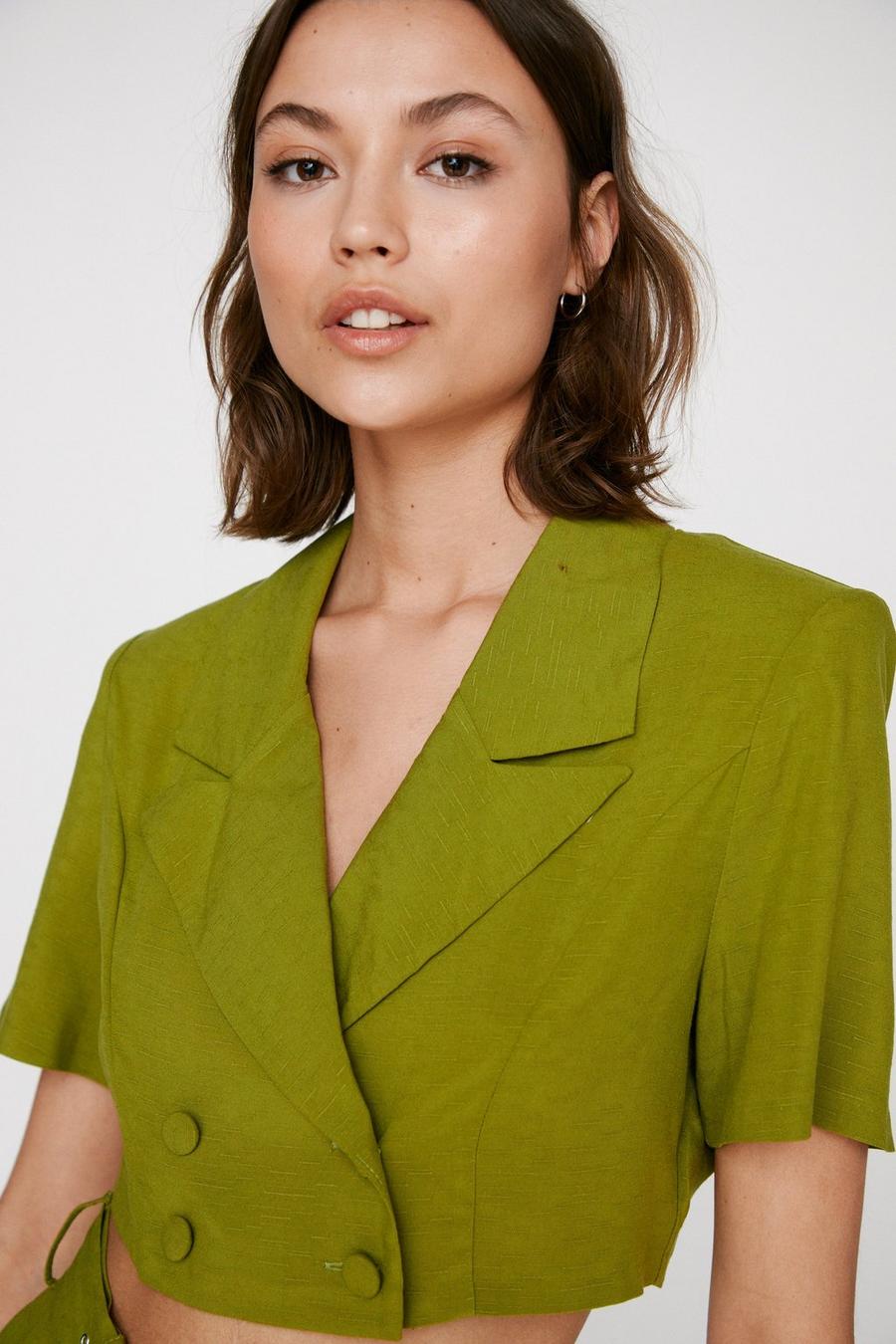 Collared Double Breasted Crop Utility Shirt